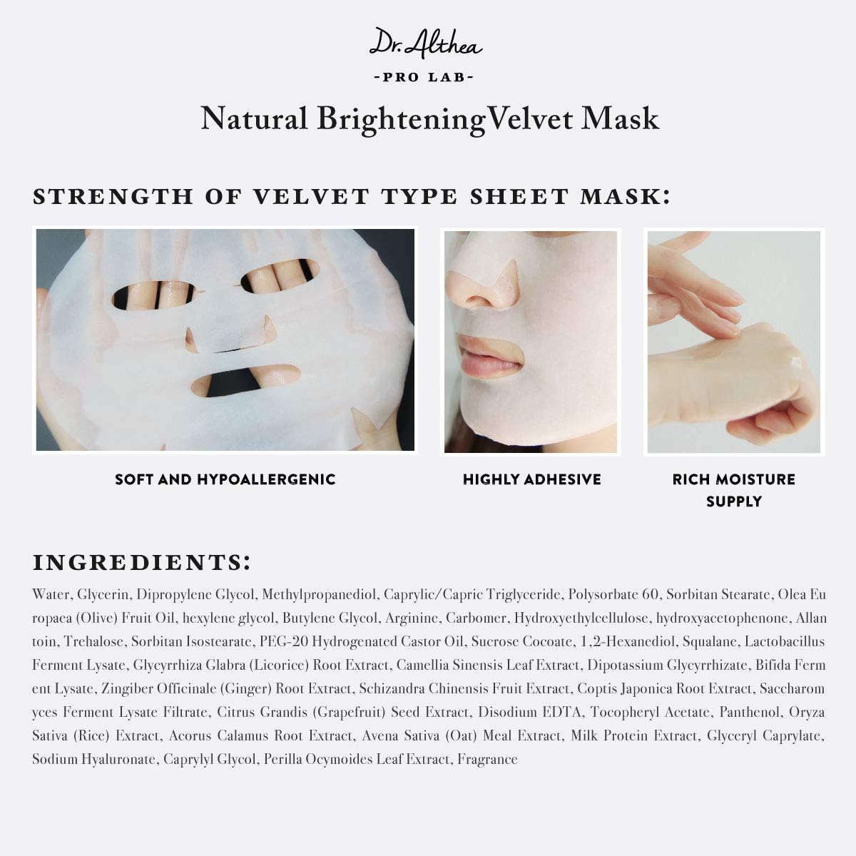 ماسک ورقه ای روشن کننده دکتر آلتیا Velvet Mask