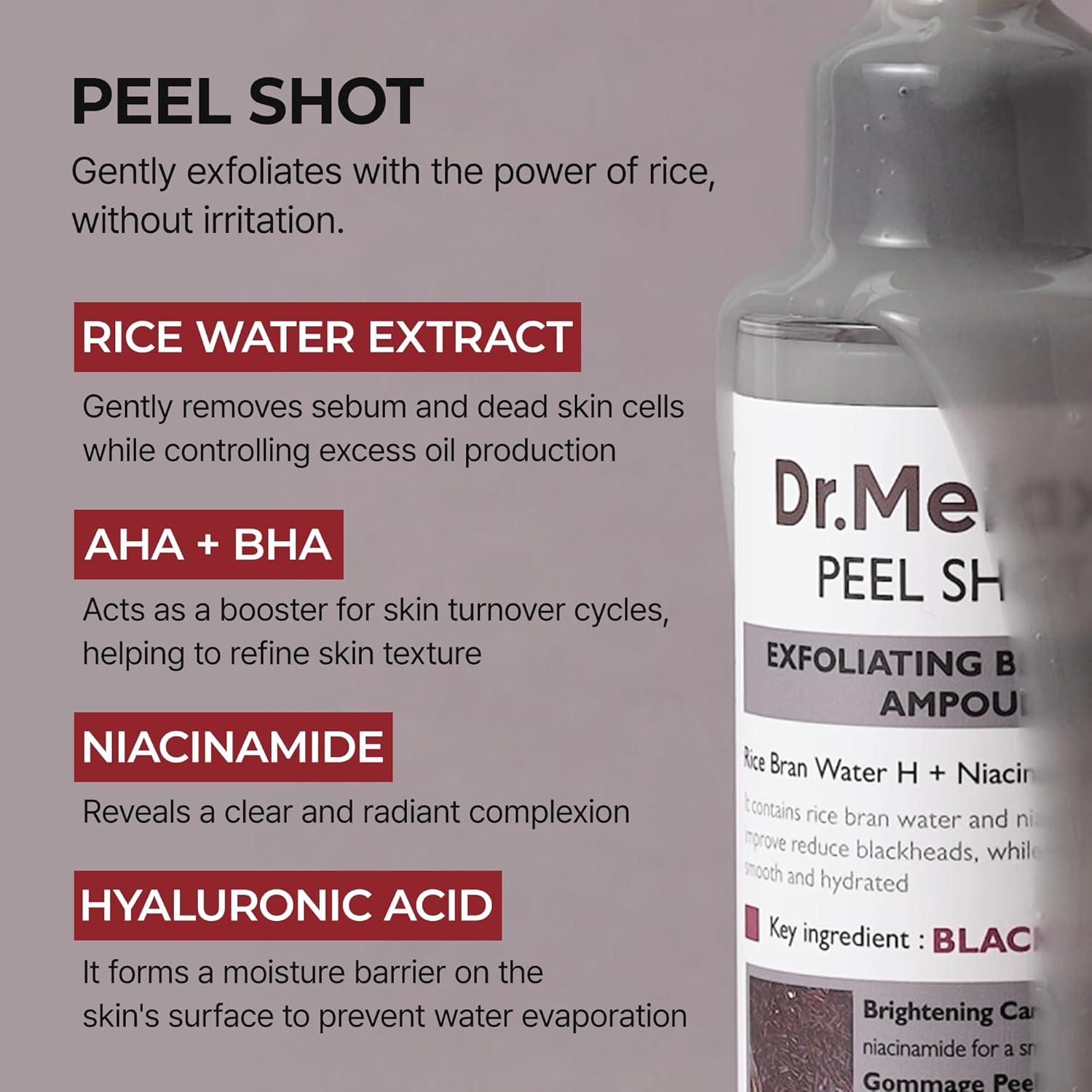 آمپول لایه بردار برنج سیاه دکتر ملاکسین Peel Shot Exfoliant