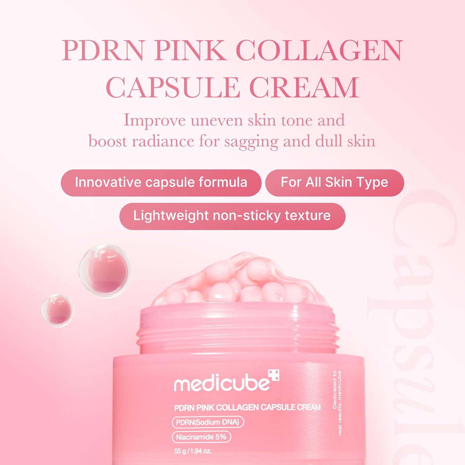 کرم کپسولی PDRN و کلاژن مدی کیوب حجم 55