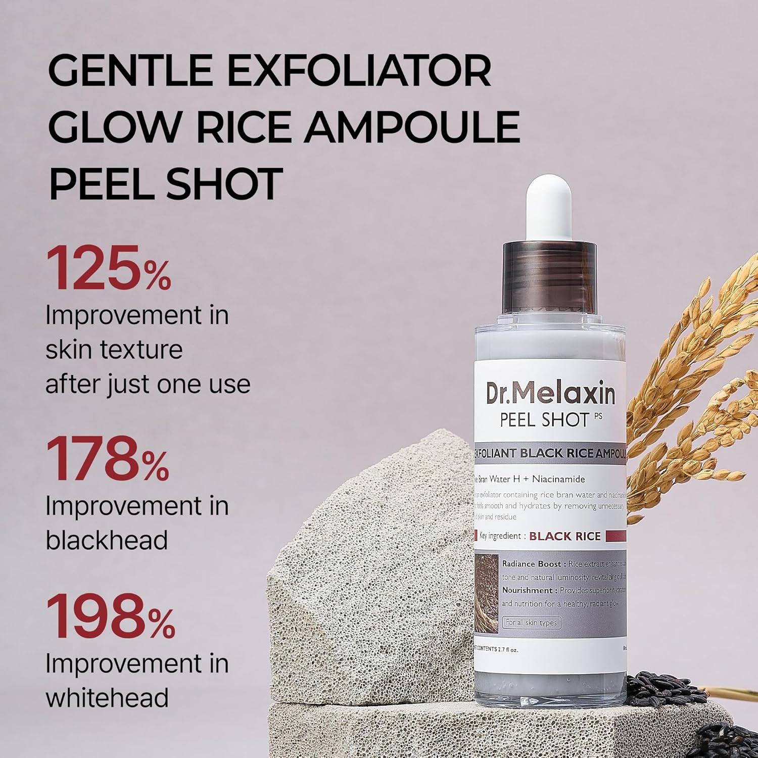 آمپول لایه بردار برنج سیاه دکتر ملاکسین Peel Shot Exfoliant