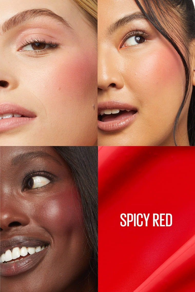 رژگونه مایع میبلین SUN KISSER رنگ SPICY RED 36