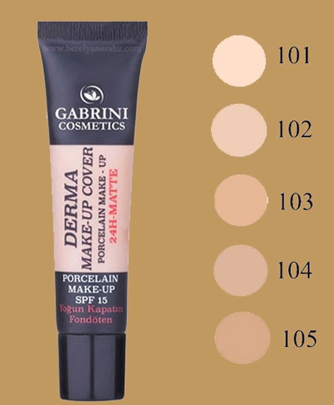 کرم پودر تیوپی گابرینی derma makeup cover 102 حجم 40