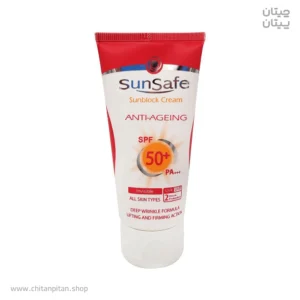 ضدآفتاب بی رنگ سان سیف ANTI AGEING SPF50 حجم 50