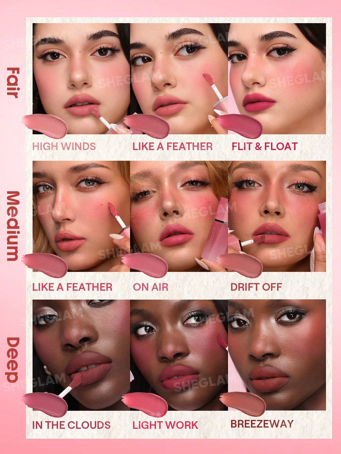 رژلب و رژگونه مایع مات شیگلم mousse texture رنگ like a feather 026