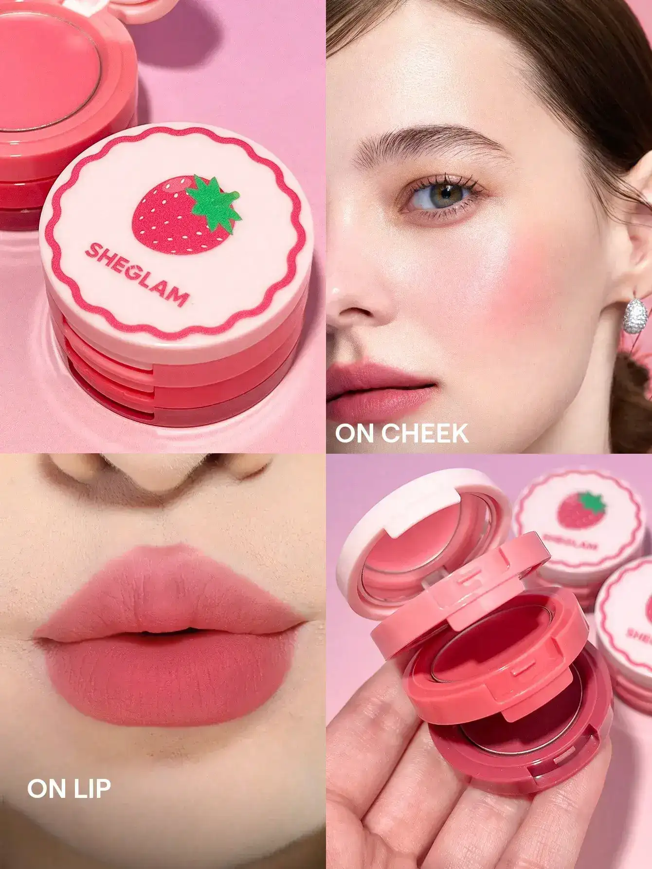 رژلب و رژگونه سه طبقه شیگلم strawberry